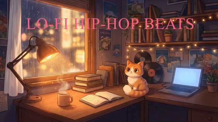 🌙 Lo-fi Beats to Relax/Study To, Rainy Night Study Room (33-min Continuous Mix)