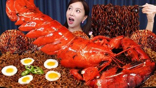 [Mukbang ASMR] Giant Lobster 🦞 Scallops Seafood Jjapaghetti noodles Korean Ramen Recipe Ssoyoung