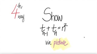 4th/5ways: triangular num: Show t(n-1) + tn = n^2 where tn = nth triangular number
