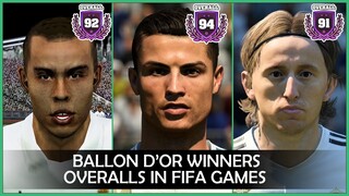 BALLON D'OR winners overalls in FIFA games [1995 - 2019]