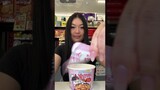 Buldak carbonara tteokbokki & kuromi ice cup at a Korean convenience store 💗🧊