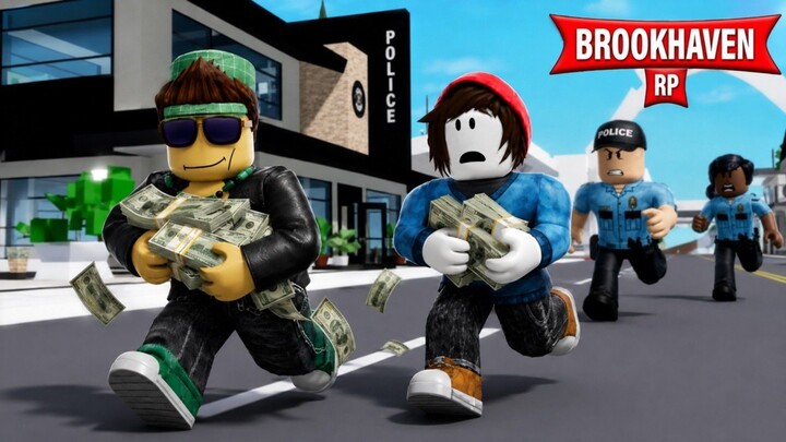 Explorando Brookhaven roblox huimos con el botín