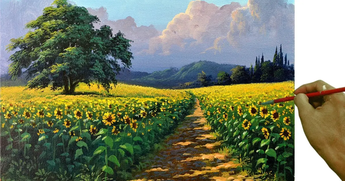 sunflower field paintings