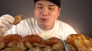 [Mukbang] - Bào ngư, cá hồi , kim chi - ARSM