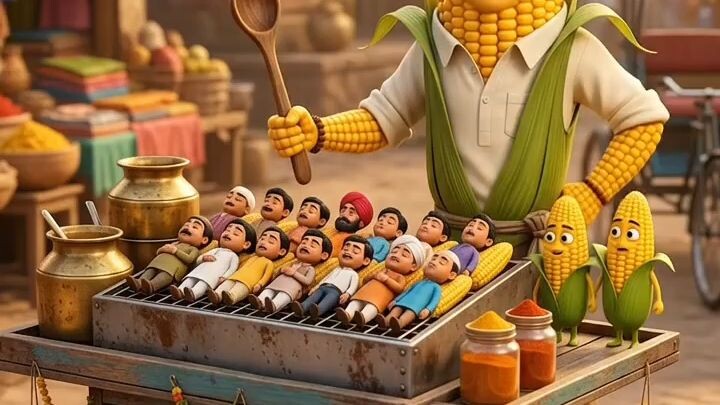 When a corn seller meets his most unexpected customer… 😂🌽A human walks up to buy corn, but this co