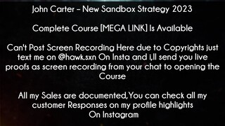 John Carter Course New Sandbox Strategy 2023 download