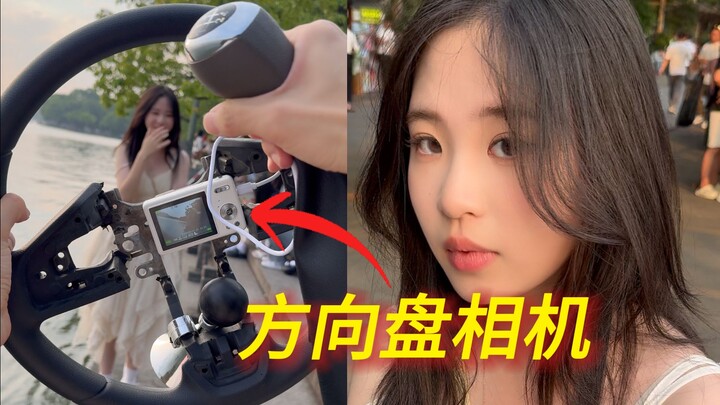 Đưa vô lăng cho cô gái trẻ chụp ảnh