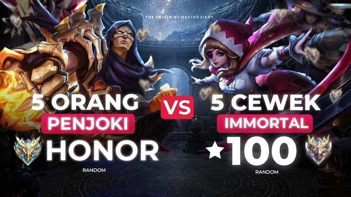 5 CEWEK IMMORTAL vs 5 PENJOKI HONOR DI MOBILE LEGENDS - MATCH SERU !!