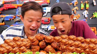 NERF GUN VLOG 03 CHICKEN FRIED BATTLE- THỬ THÁCH ĂN GÀ RÁN KFC