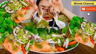 ซาซิมิปูม้าดิบ🦀🦀จิ้มน้ำจิ้มซีฟู้ดรสเด็ดเผ็ดตายคืน😂😂😂