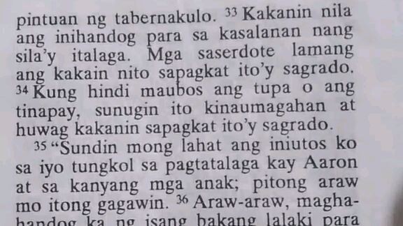 Pang Araw Araw na Talata      Exodus 29:31-34