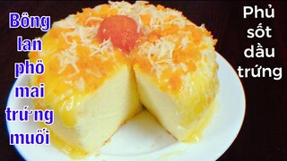 Làm bánh bông lan phô mai trứng muối thêm sốt dầu trứng ngon tuyệt | Tra My Cooking