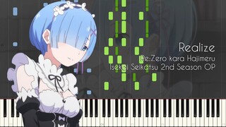 Realize - Re:Zero kara Hajimeru Isekai Seikatsu 2nd Season OP - Piano Arrangement [Synthesia]