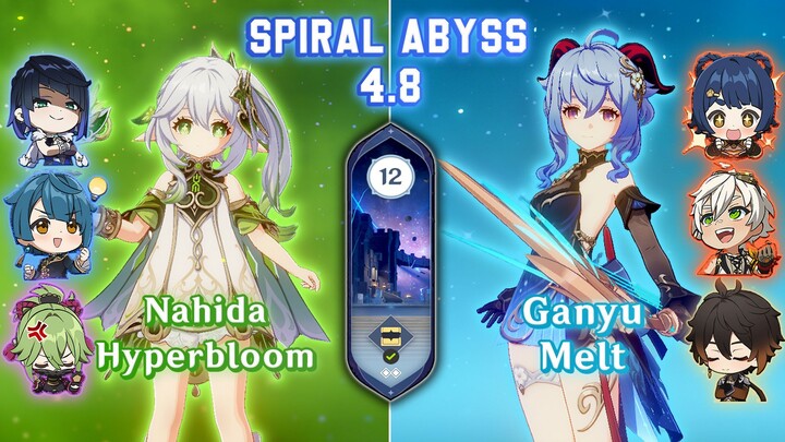 C0 Nahida Hyperbloom & C0 Ganyu Melt | Spiral Abyss 4.8 Floor 12 FULL STAR - Genshin Impact