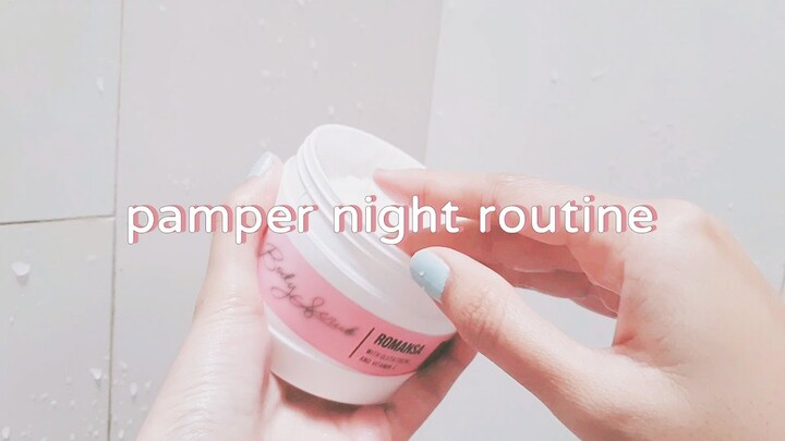 pamper night routine - body care, journaling, and night reading
