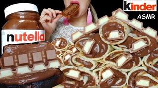 ASMR NUTELLA CREPE ROLLS & KINDER MUKBANG | 木邦甜点