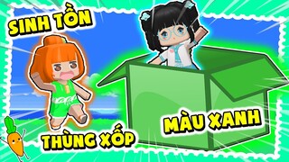 📗NOOB KAMUI VÀ MÈO SIMMY THỬ THÁCH 24H SỐNG TRONG THÙNG XỐP MÀU XANH📗 TRONG MINI WORLD