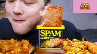 Mukbang thịt spam Hàn Quốc phần 2 #anngon