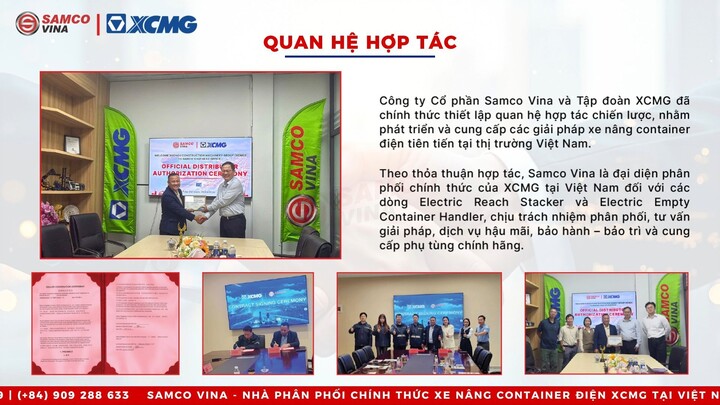 SAMCO VINA - NHÀ PHÂN PHỐI CHÍNH THỨC DÒNG XE NÂNG CONTAINER ĐIỆN XCMG
