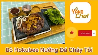 Bò hokubee nướng đá cháy tỏi | hokubee beef grilled on stone with garlic