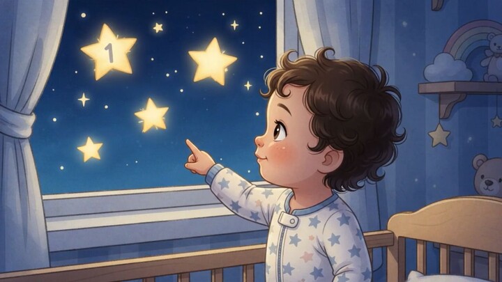 Baby falls asleep counting stars