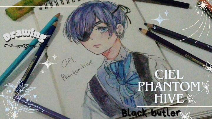 Drawing Ciel Phantomhive with water color 💙//Black butler//kuroshitsuji