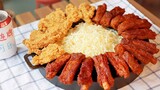 [Food]UFO cheese fondue & fried chicken