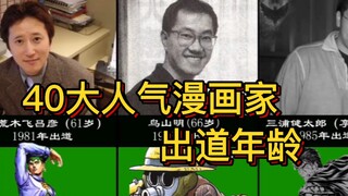 日本40位人气漫画家的出道年龄，荒木老妖27岁就连载jojo了！