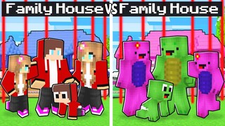 Maizen SAFEST FAMILY House vs Mikey SECURITY House Battle in Minecraft! - Funny Story(JJ TV)