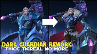 DARK GUARDIAN TIGREAL SKIN REWORK OPTIMIZED DESIGN BUT LESS ARMOR MOBILE LEGENDS NEW UPDATE ML NEWS!