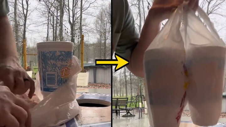The craziest life hack in history! Can one bag really hold two drinks?