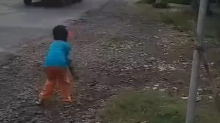 Kid: He can't keep pressing, can he? Big Car: He can't keep jumping, can he?