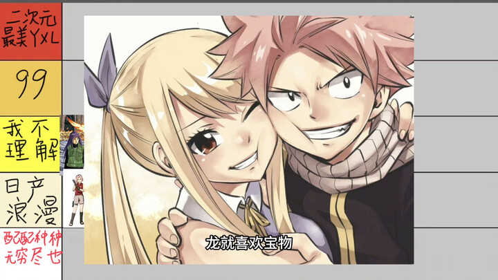 Purely subjective rankings of the official pairings in Naruto, Fairy Tail, Demon Slayer, and Jujutsu