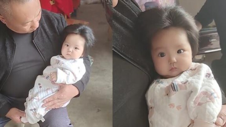 The cute baby is only three months old but has thick hair. Netizens said: The child must have come h