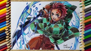 Drawing Tanjiro Kamado from Demon Slayer: Kimetsu no Yaiba