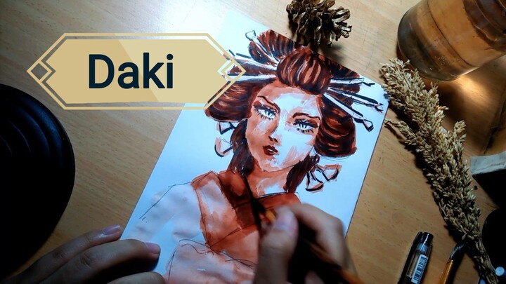 draw+ coloring Daki from demon slayer 🎨
