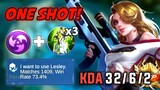 32 KILLS!! LESLEY 3X BLADE OF DESPAIR ONESHOT BUILD!? (MUST TRY) - MLBB