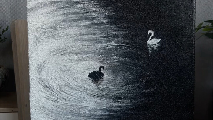 Create an atmospheric artwork using just black and white.