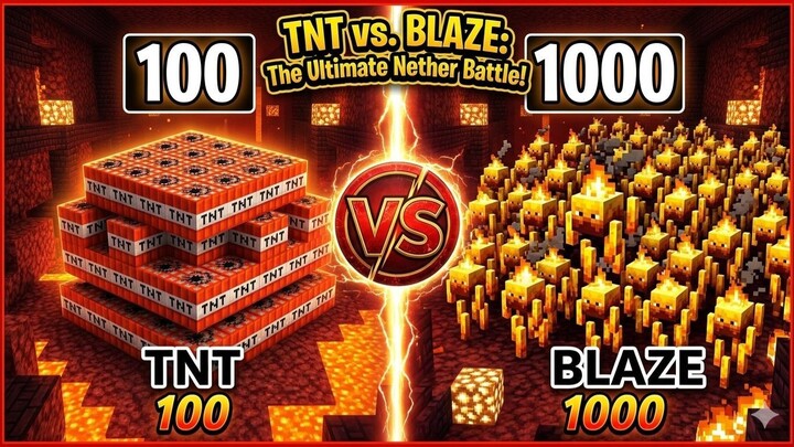 minecraft 100 TNT VS 1000 generar blaze