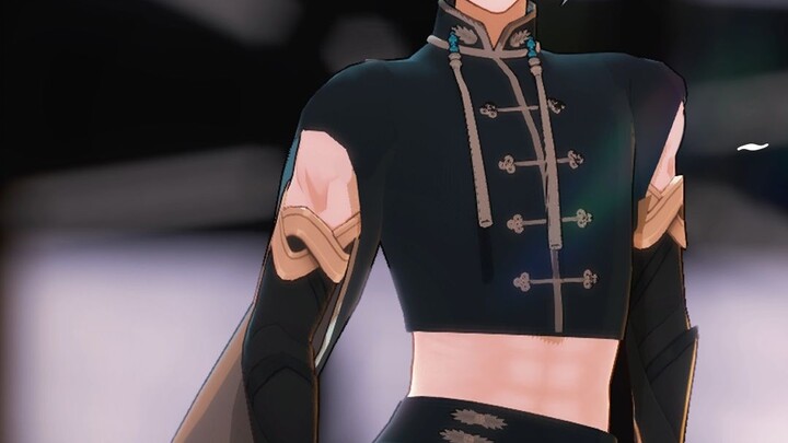 Waist-baring dance costume El Haisen🥰Haige's waist, Shark's sword🥰"Te Amo."[Genshin Impact MMD]