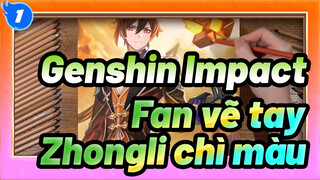 Vẽ Zhongli của Genshin Impact bằng chì màu_1