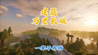 我的世界在一辈子存档里手搓爆肝万里长城，实心的欧!