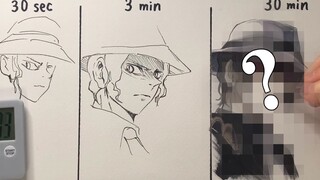 Thử thách: Vẽ Muzan Kibutsuji trong 30 giây, 3 phút và 30 phút