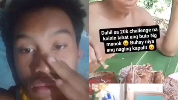 Dahil sa 20k challenge na kainin LAHAT Ang buto Ng manok 😔🥺Buhay niya Ang nagin kapalit😔🙏🙏👈