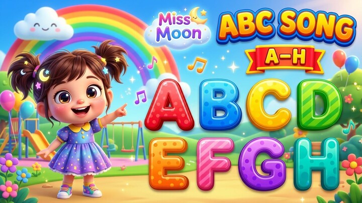 ABC Song | ABC Words Song (A-H) | Miss Moon Alphabet & Phonics Nursery Rhymes & Kids Songs |