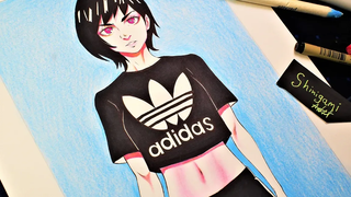 วาดการ์ตูนสาว ADIDAS ฟิตเนสโมเดล