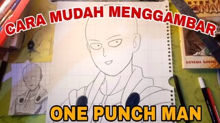 cara mudah menggambar anime one Punch man Saitama