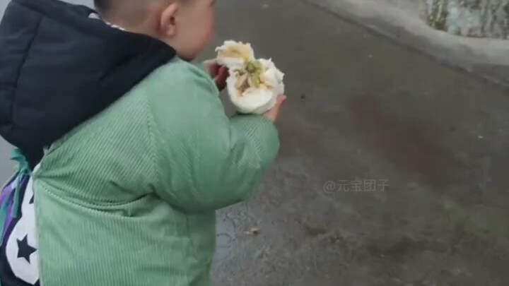 Makan tiga biji di tengah jalan! Beruntung tinggal dekat, baru bisa selamatkan satu bakpao terakhir.