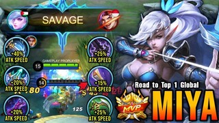 (TRY THIS) Miya Full ATK Speed Build = SAVAGE!! - Road to Top 1 Global Miya ~ MLBB