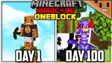 I Survived 100 Days on ONE BLOCK in Hardcore Minecraft... Here's What Happened
